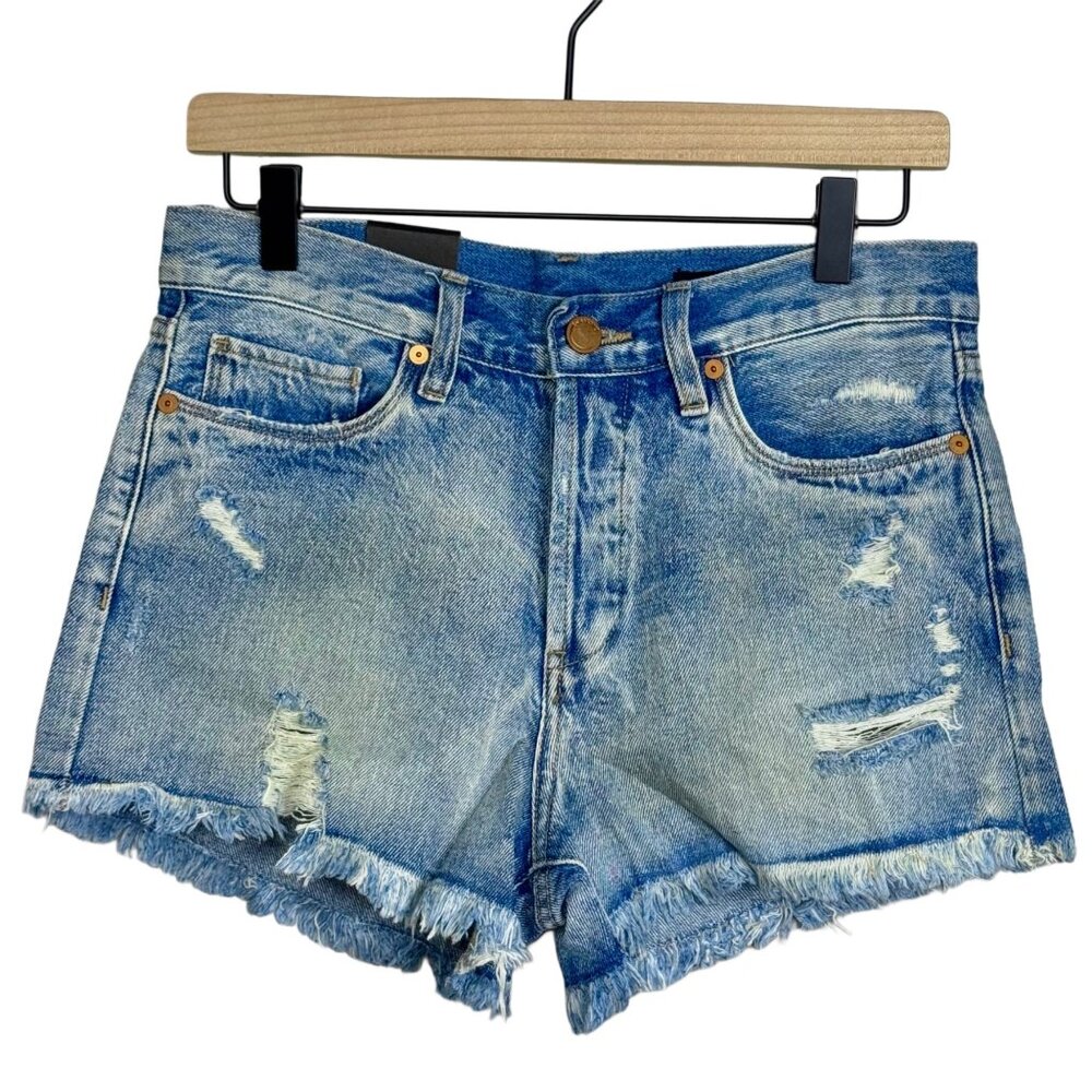 BLANKNYC Light Wash Button-Fly Mid-Rise Distressed Denim Shorts Size 26 NEW!